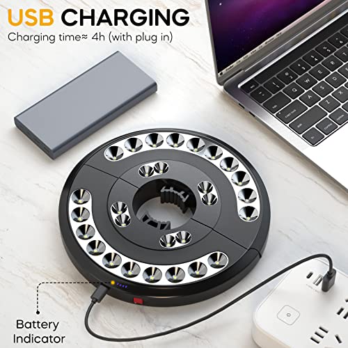 Image of Eletorot 2pcs Rechargeable Patio Umbrella Lights Outdoor Decor for Garden | 28 White LED 3 Lighting Modes for Patio Table 1.25-1.9inch Pole Light, Patio Lighting Pool Accessories, Backyard Light