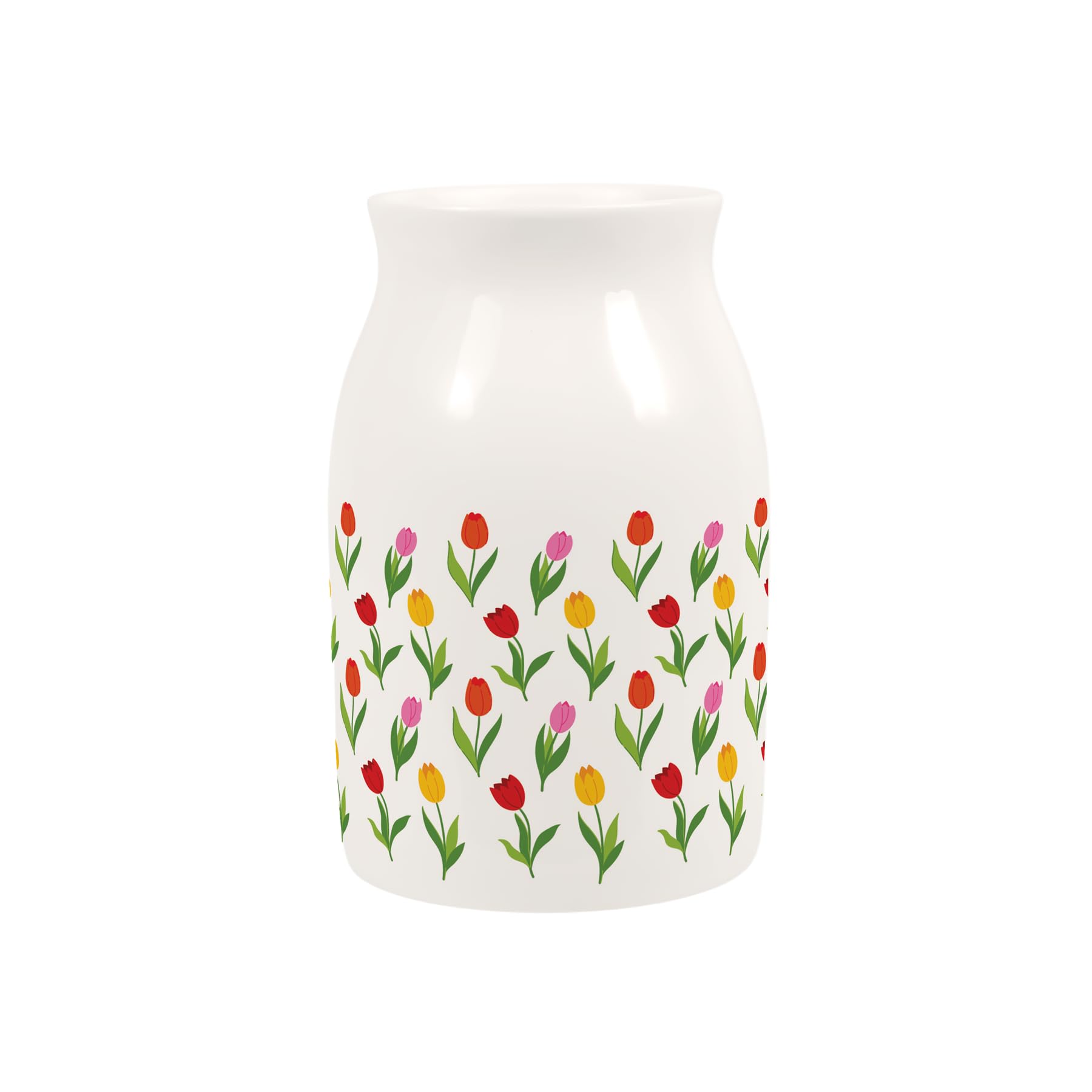 Tulip Print Small Porcelain Vase - Floral Home Décor Flower Vase Gift