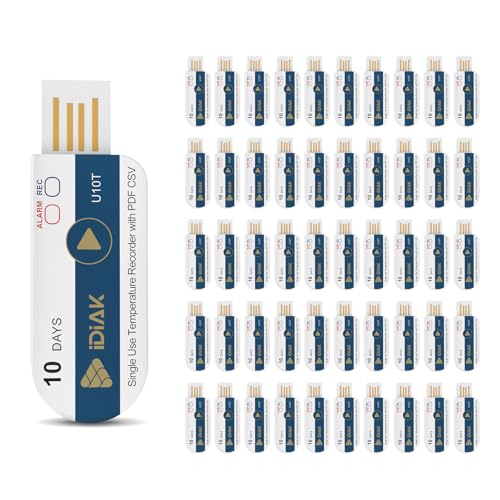 U10T 50 Pack USB Temperature Data Logger Single Use Temp Recorder with PDF and Excel Recording Thermometer 14400 Points High Accuracy 10 Days Cold Chain Transportation Fresh Tag