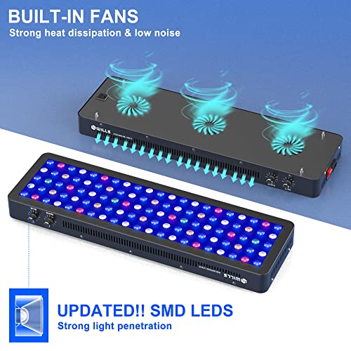 WILLS Aquarium Light, Dimmable Full Spectrum Fish Tank Light with 3 Dimming Modes & 105 Premium SMD Chips, 300W LED Aquarium Plant Light for Saltwater Freshwater Coral Reef (28"x8.5"x2.4") - Image 6