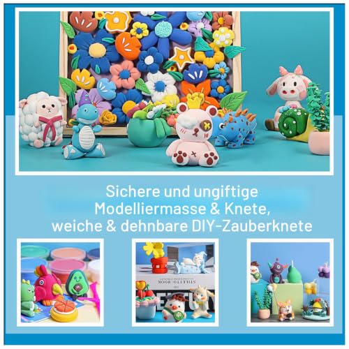 QMAY Modelliermasse Lufttrocknend, 55 Farben Magischer Knete für Kinder – Ansicht 6