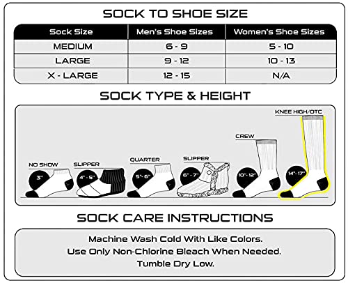 Tck Over The Calf Work Socks 6 Pair Moisture Wicking For Men And Women (Black, Large) #TOP2