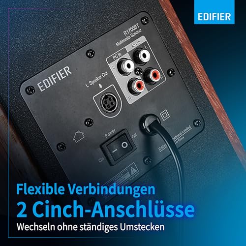 R1700BT Diffusori da Scaffale Bluetooth - Monitor Studio Nearfield Attivi - Diffusori Alimentati 2.0 Struttura con Cassa 66w RMS-Legno - Casse per PC - Immagine 9
