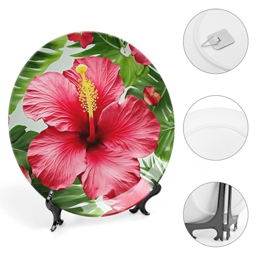 Plato decorativo de porcelana con flor de hibisco 7 pulgadas miniatura 4