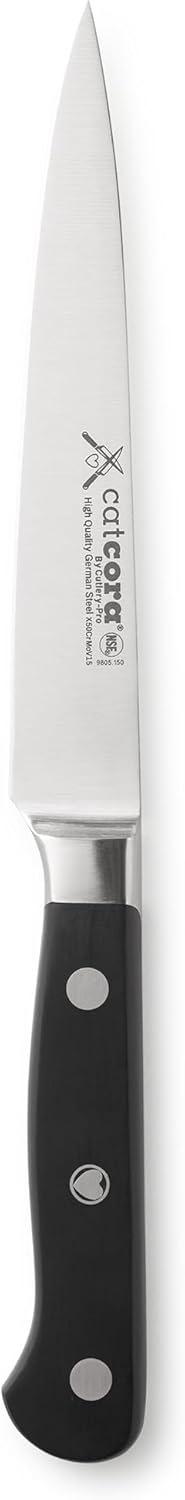 CAT CORA Forged Utility Knife, Professional 6-Inch German Steel Blade For Peeling Potatoes, Cutting Sandwiches, and Garnishing, Ergonomic Triple-Rivet Handle, NSF-Certified Kitchen Knife
