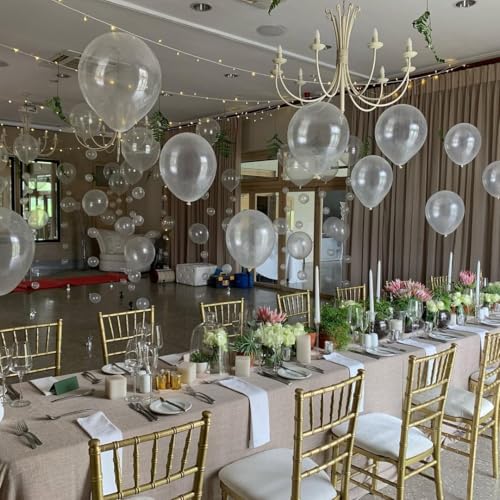 Image of KBZVNAF Clear Latex Party Balloons 50 Pack 12 inch | Transparent Helium Balloons for Wedding Bridal Shower Baby Shower Birthday Party Decorations