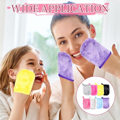 8 Stück Mikrofaser Waschhandschuhe Frottee, Waschlappen Gesicht aus Flanell Mikrofaser Mikrofaser zum Abschminken, Wiederverwendbare Make-up-Entferner Reinigungstuch Gesicht Remover Glove 11x9cm