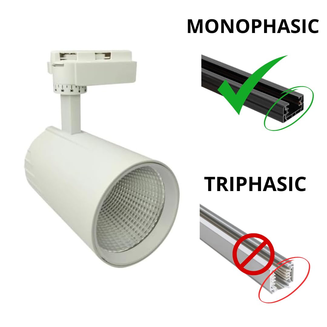 Faretto LED Da Soffitto A Binario 30W JANDEI | 4200K Bianco Neutro | 3000 Lumen | Per Negozi, Vetrine, Uffici | Alluminio - Foto 9