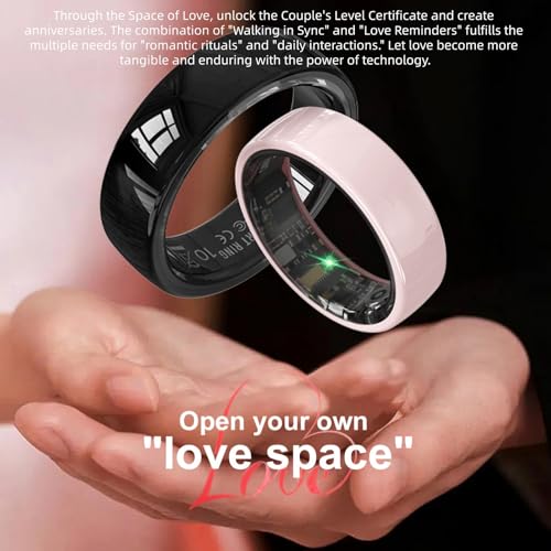 Image of Smart Rings for Couples，Health Rings for Men & Women, 24 /7 Track Heart Rate, Sleep, SpO2, Stress, HRV & Cycles. 5ATM Waterproof, iOS /Android, No Subscription. (White, 8(18.3mm))