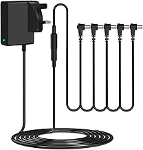 9V Guitar Pedal Power Supply DC 5 Way Daisy Chain Charger Compatible With Behringer, JOYO, Donner, BOSS, Sonicake, MXR, TC Electroneic, Zoom Effects Pedals Adapter Tip Negative 1.5m Cable (UKCA/Light)