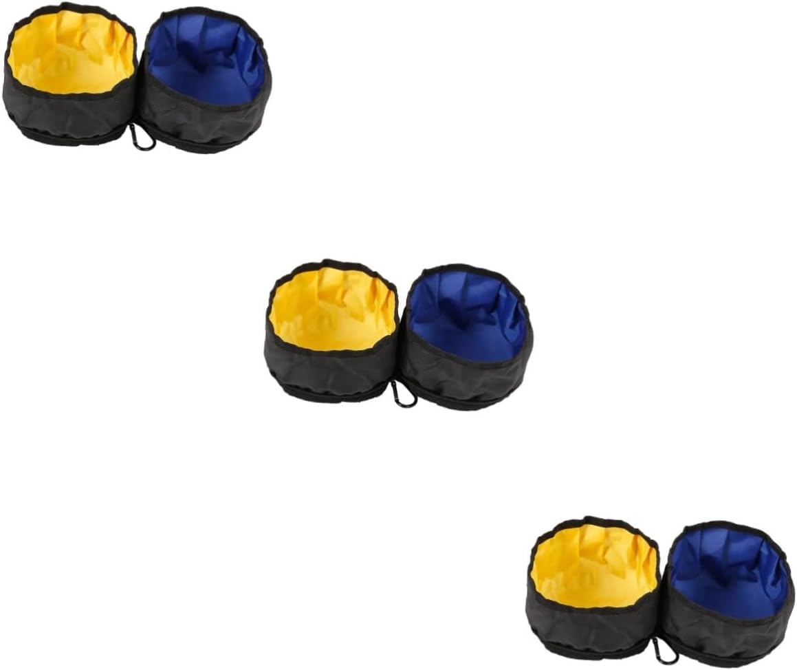 Angoily 3pcs Portable Pet Double Bowls Dog Cat Feeding Bowls for Outdoor Travel Lightweight Design Carabiner for Food and Water Easy to Carry