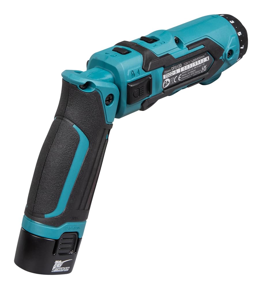 Makita DF012DSJ wkrętak pistoletowy, 7,2 V, 21 ustawień momentu obrotowego, 1,5 Ah, zawiera 2 baterie i ładowarkę