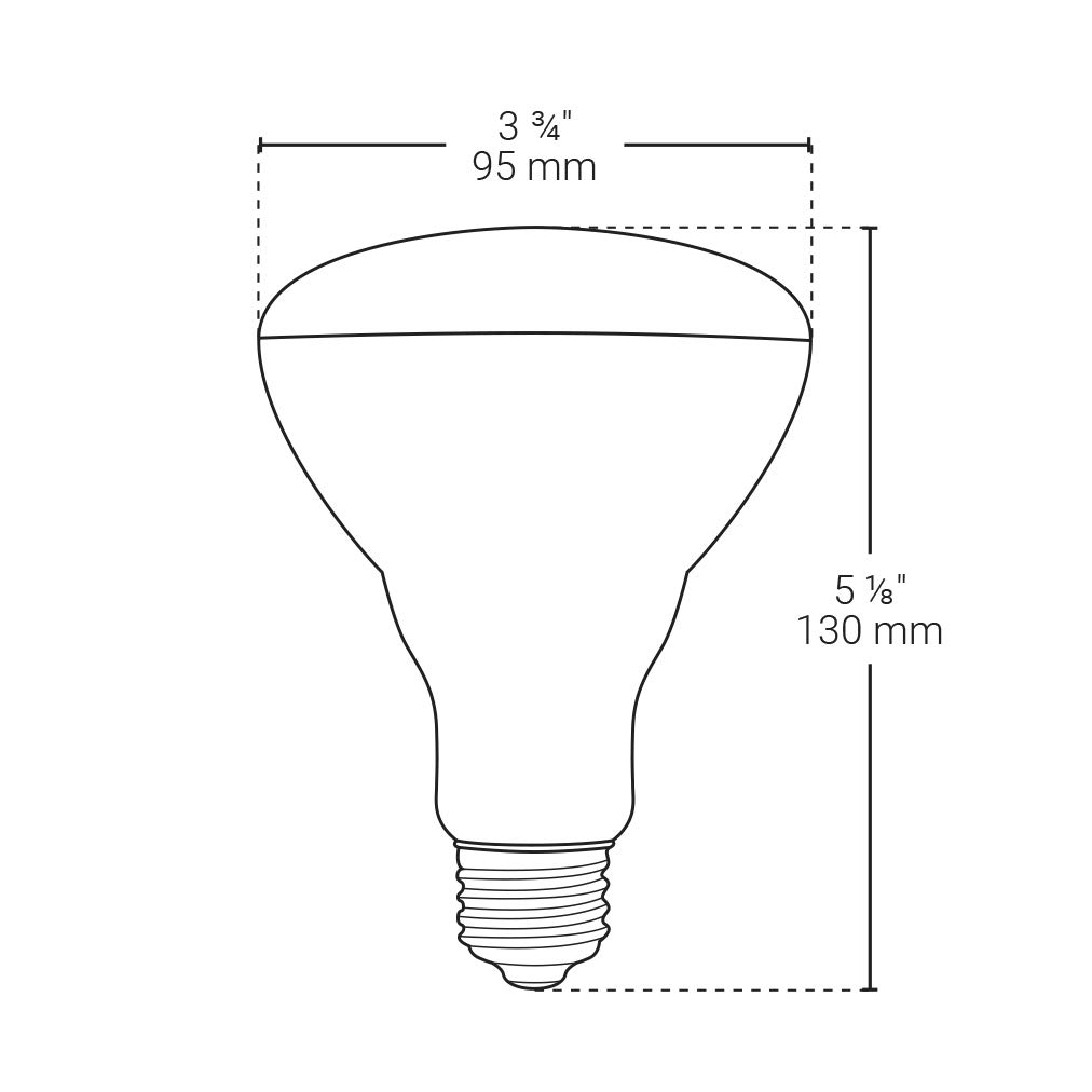 Technical diagram of BAZZ BR30 LED bulb dimensions