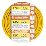 Energeaster Solid Indoor 12/2 W/G NMB Cable 100ft Coil，Electrical Wire 12 Gauge Wire 2 Conductors Non-Metallic with Ground Wire(Yellow)