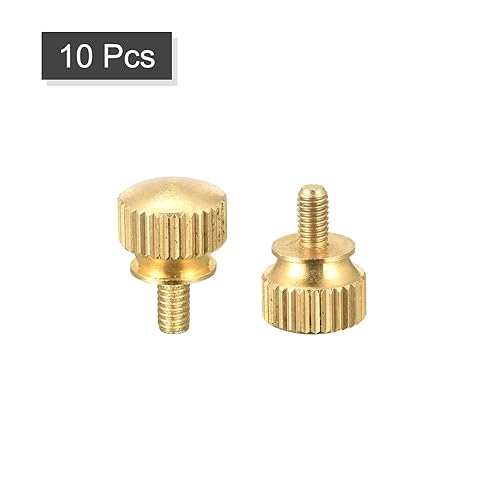 Miniatura 100 de uxcell 5 tornillos moleteados para el pulgar, pernos de hombro de latón M5 x 0.472 in, perillas de agarre escalonadas para PC, electrónicos
