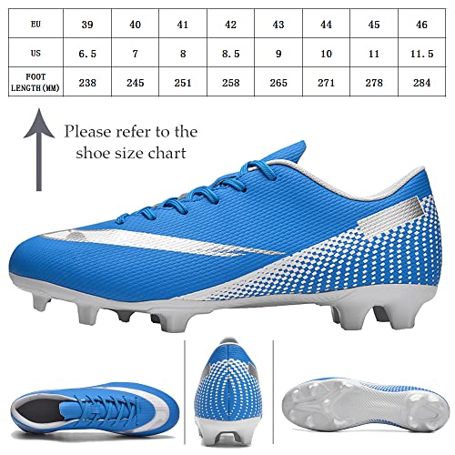 Aiqzsh Mens Soccer Athletic Shoes Football Shoes Professional Spikes Breathable For Outdoor Sports Running/Competition Blue #TOP1