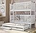Produktbild Hochbett 80x180 | 90x200 cm mit Ausziehbett Kinderbett mit Ausziehfunktion, zwei Schubladen, Lattenrost, extra hoher Rausfallschutz, umbaubar in 3 Einzelbetten, Vollholz massiv in weiss 180 x 80 cm