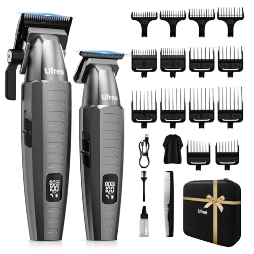 Ufree Professional Hair Clippers for Men with Bag, Mens Clippers and Trimmers Set, Barber Clippers Set, Electric Beard Trimmer, Gifts for Men, Gray