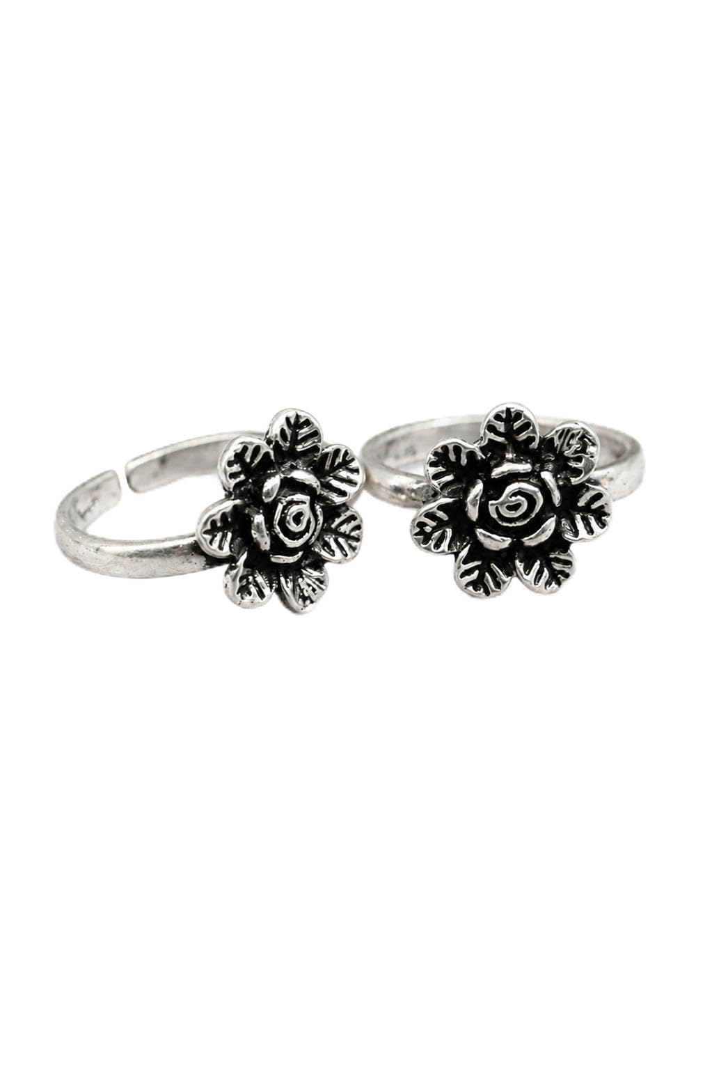 925 Sterling Silver Gulnaar Bloom Floral Toe Ring Pair | Daily Wear-image-18