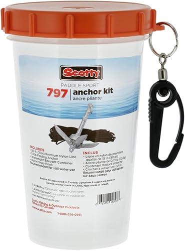 Scotty #797 Anchor Pack con línea de anclaje de 1.5 libras en tarro hermético, negro, pequeño