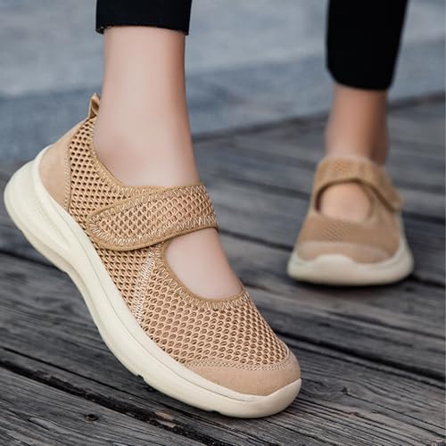 Women's Breathable Mesh Mary Jane Walking Shoes Adjustable Hook and Loop Lightweight Nurse Work Flats Daily Non-Slip Mom Casual Shoes2