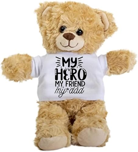 SpreadPassion My Hero My Friend My Dad Teddy Bear, regalos para papá, animal de peluche de regalo, oso de peluche con camiseta, regalo de bienvenida