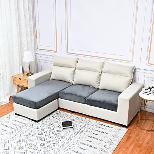 Qelus Velvet Sofa Seat Cushion Cover, 1/2/3/4 Seaters L-Shaped Couch Seat Slipcover
