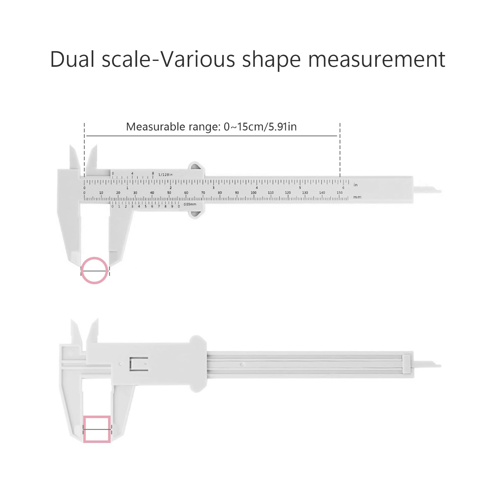 4 Pezzi Calibro Digitale, 150 mm Scorrevole Calibro Professionale Plastica 0,01 mm in Precisione, per la Casa, l'ufficio, Gli Studenti, la Misurazione dei Gioielli