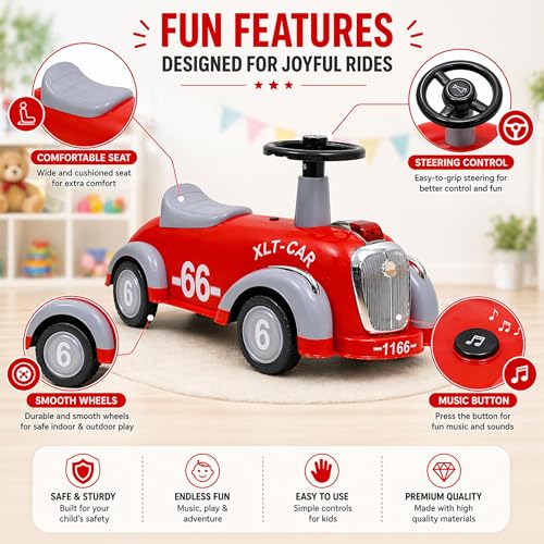 Image of Webby Ride On Car for Kids | Toys car | Push Car | Cycle | Birthday Gift | Ride on Toys with Music for Kid's 1-3 Years Old | Ride on for Kids | Ride on Car | Ride on Toys for 1 + Year Old