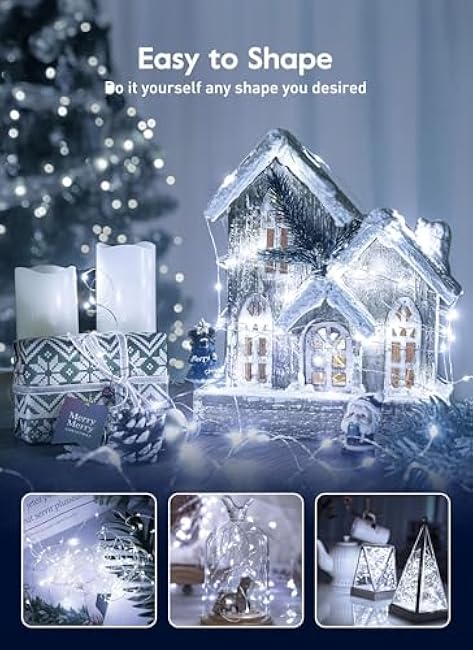 Minetom USB Fairy Lights Plug in, 66 Feet 200 LED Twinkle String Lights with Remote and Timer, Waterproof 8 Modes for Bedroom Indoor Wreath DIY Party Wedding Christmas Holiday Decoration, Pure White
