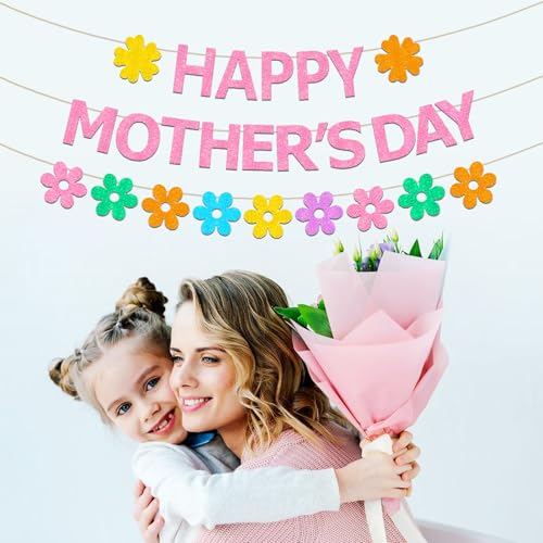 Docidayhappymothersdaybannerredglitterymomdaydecorationteapartygarlanddecorations Urban Country Home Decor Dociday happy mothers day banner red glittery mom day decoration tea party garland decorations urban country home decor