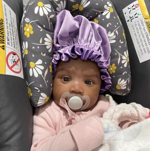 Image of AKISS Baby Infant Newborn Toddler Satin Silk Hair Bonnet for Baby Girl Boy Sleeping Kids Cap Hat