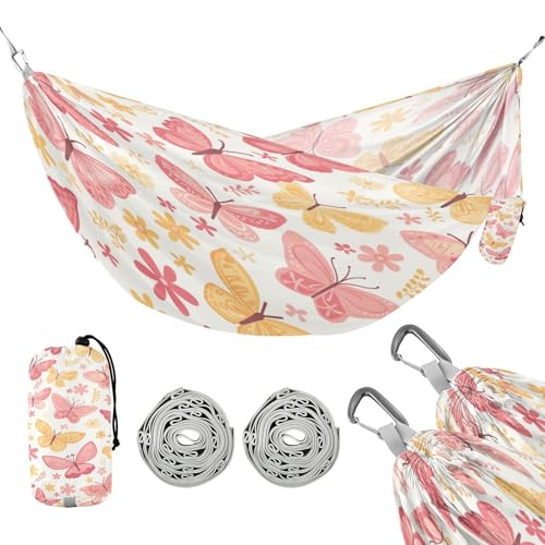 ATTX Cute Butterfly Camping Hammock - Lightweight & Portable Hammocks, Heavy Duty 330lbs Capacity for Indoor, Hiking, Backpacking, Travel, Backyard, Beach#199