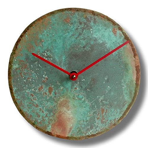 Inthetime 36-Inch Turquoise Copper Wall Clock Round Large Silent Non-Ticking Unique Handmade - 7Th Wedding Anniversary Gift Idea Rustic Farmhouse Native American Southwest Home Kitchen Art Decor #TOP1