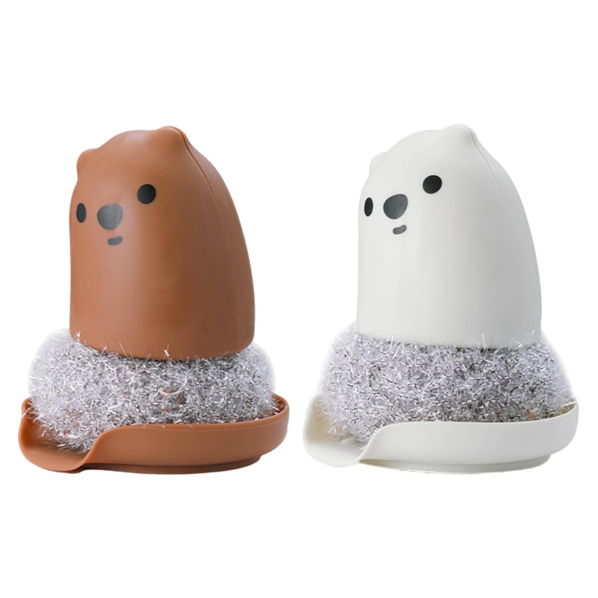 FOMIYES 2Pcs Cartoon Bear Kitchen Cleaning Scrubbers Fun Kitchen Tools for Easy Dishwashing Durable Nano Material Ergonomic Design Housewarming Present