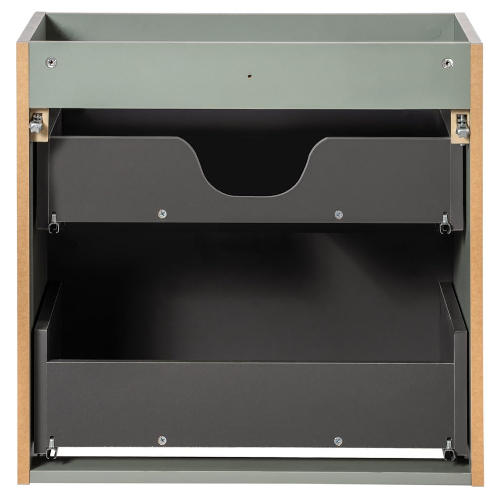 Lomadox Mobile doppio lavabo 120 cm, verde e rovere, parte anteriore scanalata, montaggio sospeso, profondità 40 cm