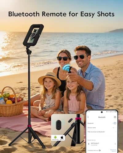 Image of Magnetic Ring Light with Stand and Phone Clip, 62 inch Tripod for iPhone with Light, 6000mAh Phone Tripod with Light for Video Recording, TikTok, YouTube, Vlogging, Selfies, CRI>95