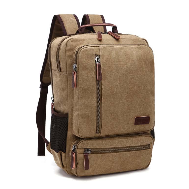 Masculino Feminino Mochila Resistente De Lona Executiva Casual Viagem Notebook Mochila Para Uso Diário (Bege)