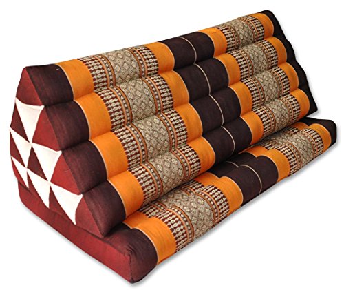Wilai 81116 Kapok Thaikissen, Dreieck XXL mit 1 Auflage (braun/orange)