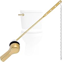 Hygie Rinse Toilet Handle Replacement - Universal Front Mount, Brushed Gold Toilet Lever Flusher with Stainless Steel Flapper Chain, Toilet Repair Kit