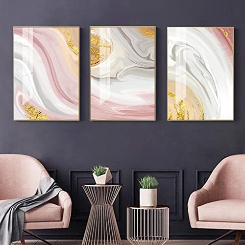 Art peinture affiches nordiques rose doré abstrait pour decoration murale salon 3 pièces