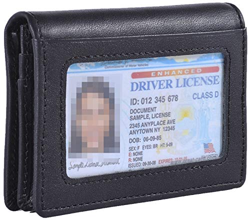 RFID Genuine Leather Bifold ID/Business Credit Card Case Holder for Men Slim Front Pocket Wallet Button2