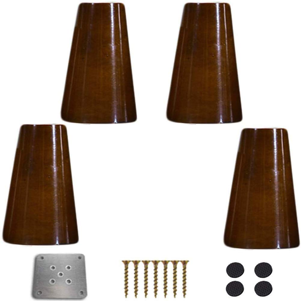 CHEWYNP Patas de Madera para Muebles, Patas de Repuesto para sofá, con Placas de Montaje para Patas y Protectores de Fieltro para sofá, gabinete, sofá, Mesa de café, Banco, Silla, Juego de