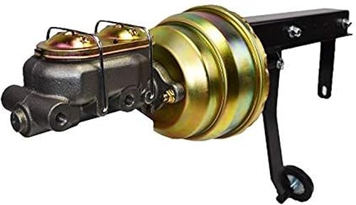 A-Team Performance Kit de refuerzo de freno de doble potencia de 8 pulgadas con cilindro maestro - Kit de soporte de montaje de firewall de pedal -