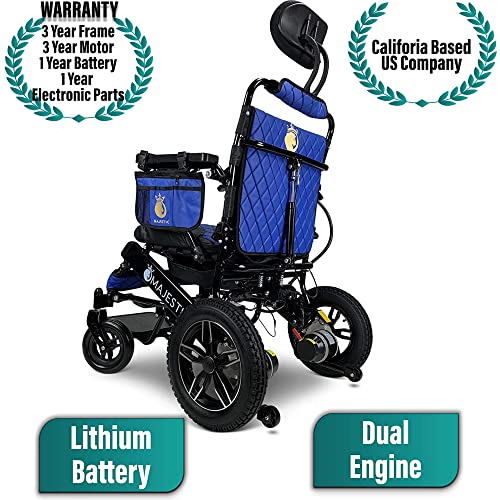 Malisa Electric Wheelchair For Adults, Portable All Terrain Lightweight Wheelchairs, Foldable Motorized Power Wheel Chair, Leather Seat (17.5" Seat) (Blue, Black Frame) #TOP5