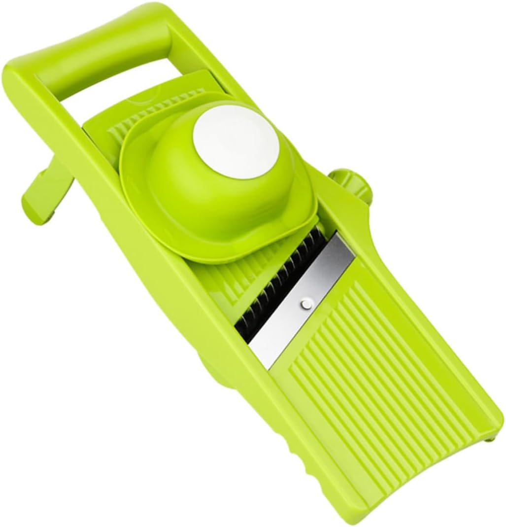 FOMIYES Multifunctional Potato Grater and Vegetable Slicer Manual Food Cutter Kitchen Mandoline for Efficient Meal Prep with Green Handle