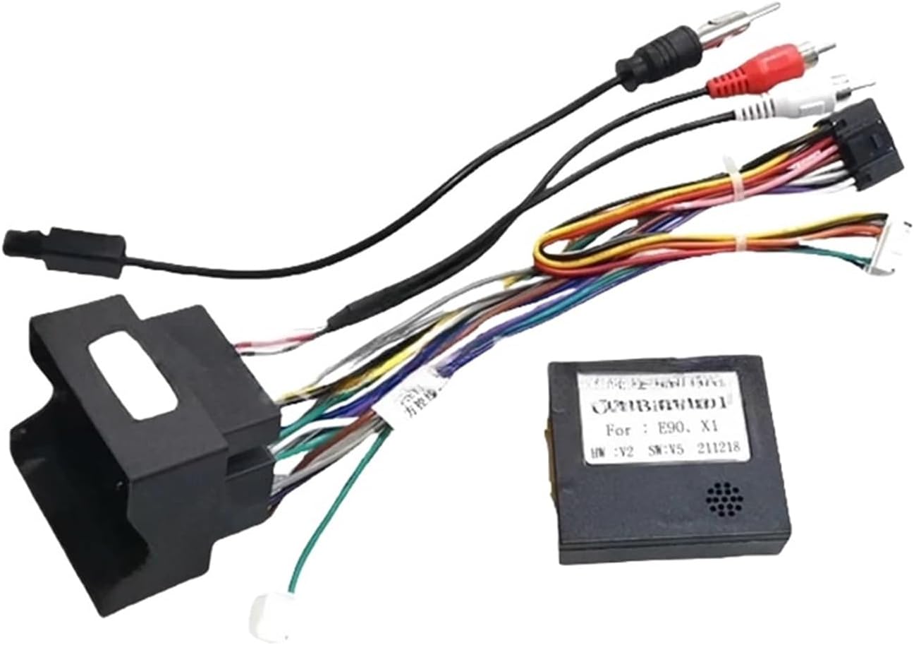 Car 16pin Power Cord Wiring Harness With Compatible with BMW X1 E90 2005-2011 Installation Head Unit(Only Canbus)
