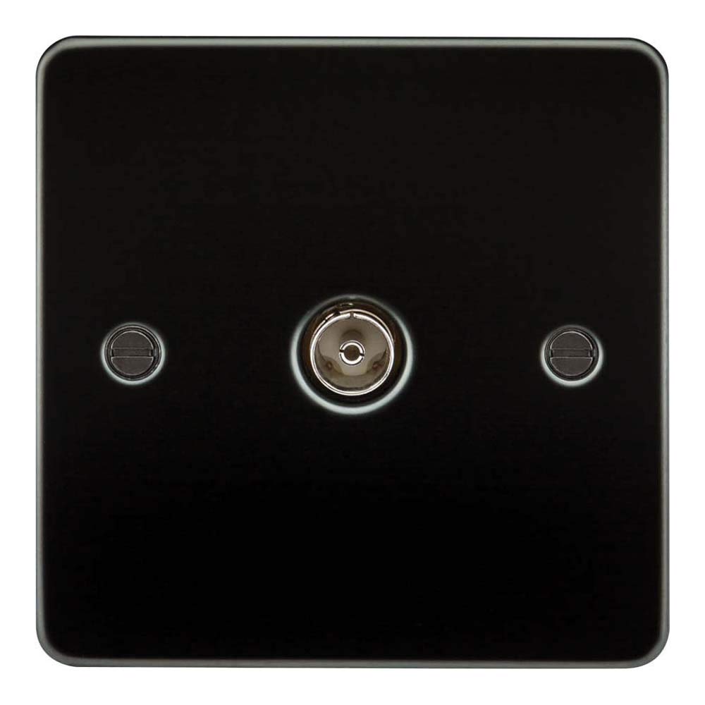 Knightsbridge FP0100GM Plat FPAV0100GM Flat Plate 1G Tv Outlet (Non-Isolated) -Gunmetal, 230 V — image 1