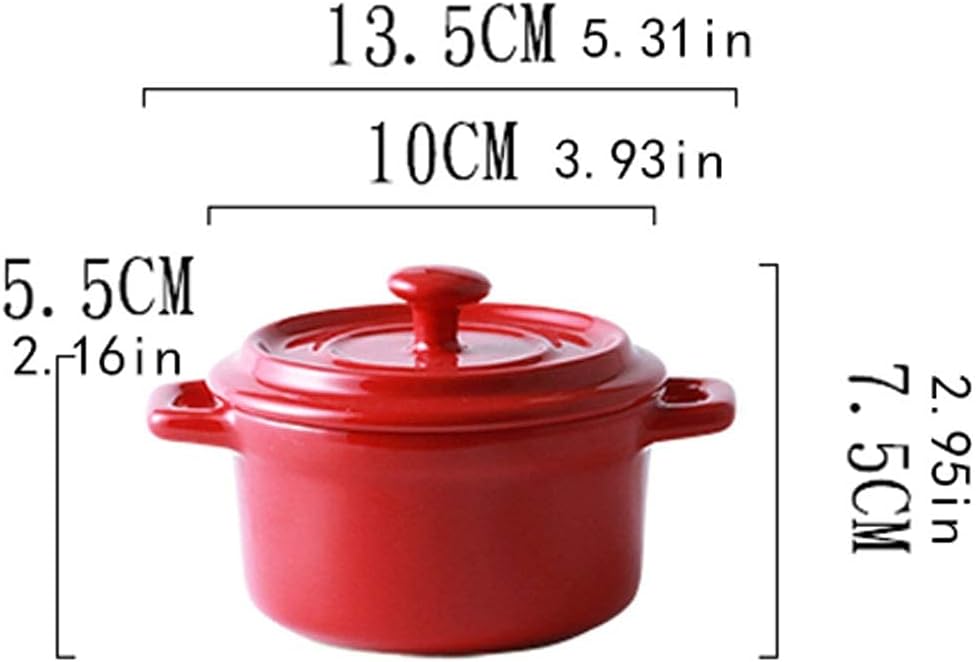 Daily Accessories Ramen Bowls Ceramic Souffle Dishes Round Double Handle s with Handles for Soup Cereal Stew s for Kitchen (Color : White)