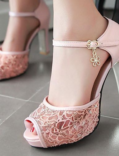 Qh\u0026 Zapatos de mujer-Tacón Robusto-Tacones / Plataforma / Punta  Abierta-Sandalias-Boda / Vestido / Fiesta y Noche-Encaje / Purpurina / ,  pink-us7.5 / eu38 / uk5.5 / cn38 , pink-us7.5 / eu38 /
